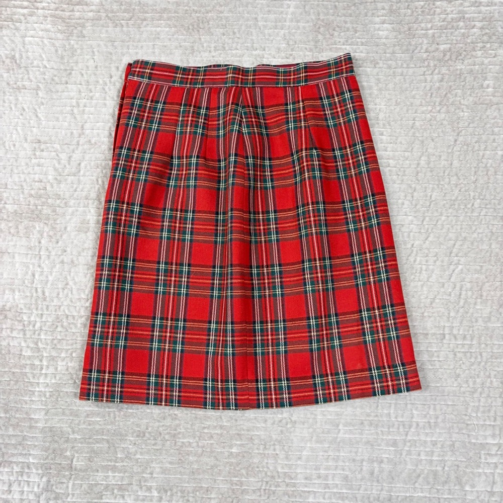 Casual Corner Vintage Red Plaid Wool Skirt Tartan A-Line Lined Size 8